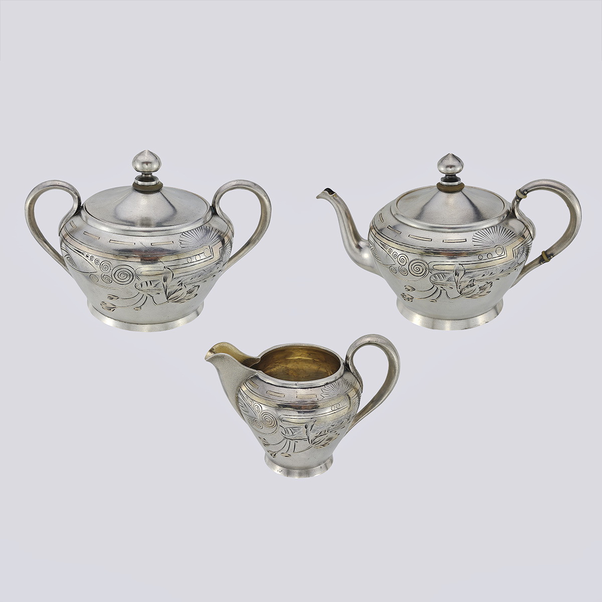 Сервиз из серебра 84 пробы, 3 предмета (Вторая Московская Артель)