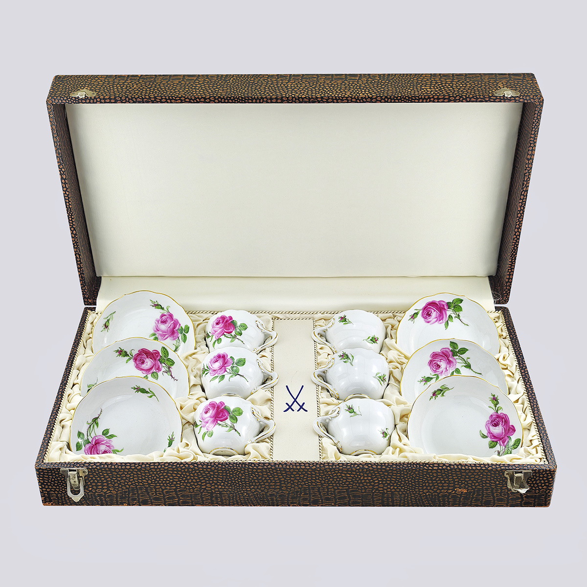 Кофейный сервиз из фарфора на 6 персон в коробке (фабрика Мейсена, 1950-е годы)