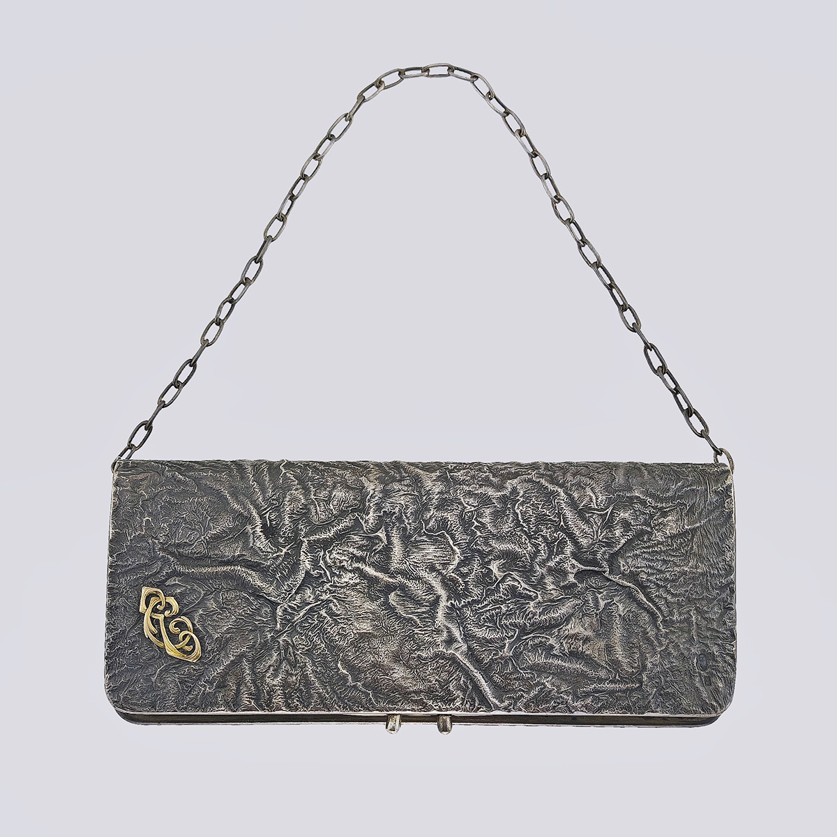 Сумочка из серебра 84 пробы (литьё, 16.5x6.5 см)